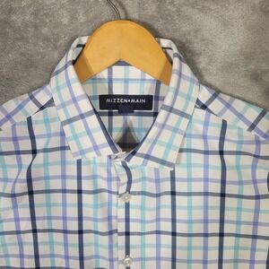 Mizzen+Main Leeward Shirt Mens Large Trim Fit Plaid Stretch Button Down